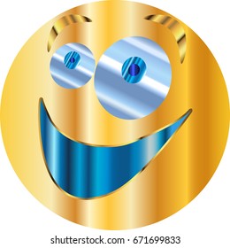 Metal smiley sticker / happy smiley / vector