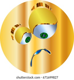 Metal smiley sticker / Smiley sad / vector