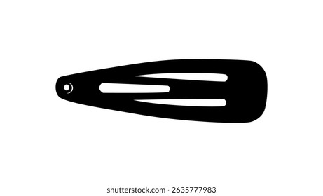 Metal Snap Clip Hair Barrettes, black isolated silhouette