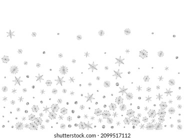 Vector blanco de fondo de nieve metálica. Ilustración De Hielo Confetti. Luminoso Flake Crystal. Textura de diseño plateado.