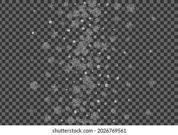 Metal Snowflake Background Transparent Vector. Snow Freeze Texture. Grey Flake Frosty. Silver Graphic Card.