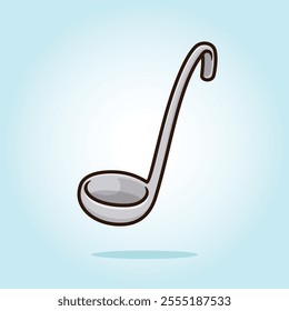 Metal soup ladle. kitchen set vector cartoon illustration