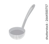 Metal soup ladle vector icon, kitchen serving utensil illustration, ladle clip art, cooking tool flat illustration 