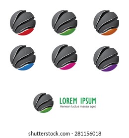 Metal sphere vector logo, color variations