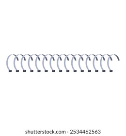 Metal spiral binding, closeup isolated on white background, stationery equipment is lying on the table