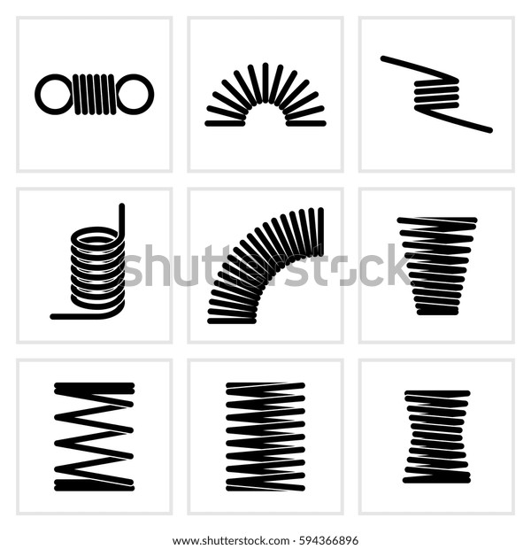 Metal\
spiral flexible wire elastic spring vector\
icons