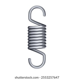 Metallspirale, isolierte realistische Auto Motor Spirale Drall, Drahtfeder, Metallspirale und Linie Stahl gekrümmt. Flexibel geometrisches Helix-Set für komprimiertes Chrom in der Schwermaschinenindustrie