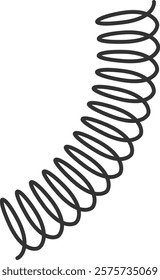 Metal spiral spring curving gracefully against a white background, symbolizing concepts of flexibility, elasticity, and innovative industrial design in mechanics and engineering