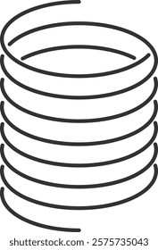 Metal spiral spring, metallic coils, motor machine spiral sign, wire springs and steel curved flexible coils, linear spirals silhouette isolated vector icon