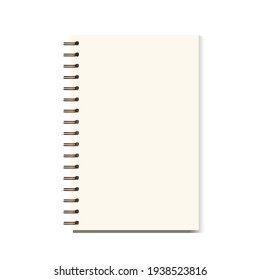 Metal spiral vector blank notebook isolated on white backgound.