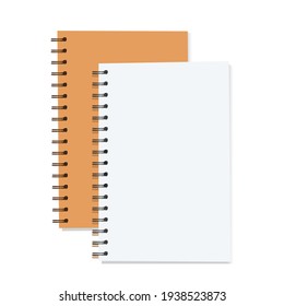Metal spiral vector blank notebook isolated on white backgound.