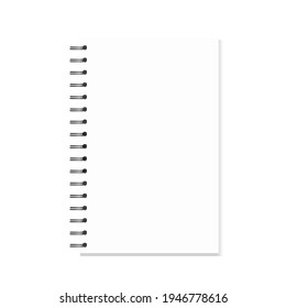 Metal spiral vector blank notebook isolated on white backgound.