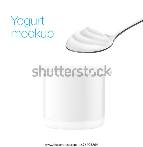 Download Metal Spoon Creamy Foam Yogurt Packaging Stock Vector Royalty Free 1696408264