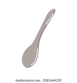 Metal spoon icon in flat style. Silver tableware design for kitchen. Vector kitchenware illustration isolated on a white background..