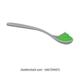 Metal spoon with powder. Vector illustration on white background.