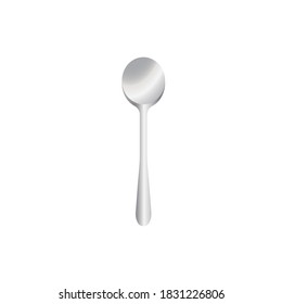 Metal spoon vector illustration isoalted on white background. Suitable for Realistic 3d Mockup. Stainless steel material tableware. 21/35