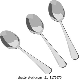 Metal spoons, illustration, vector on a white background.
