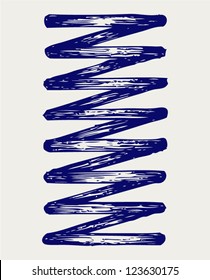 Metal spring. Doodle style