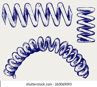 Metal spring. Doodle style