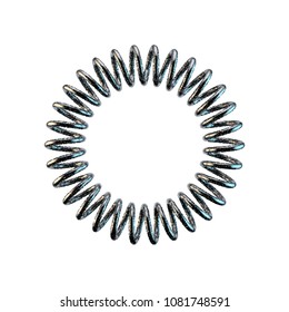 Metal spring in form of circle.  Isolated on white background. Vector illustration. Pointillism style.