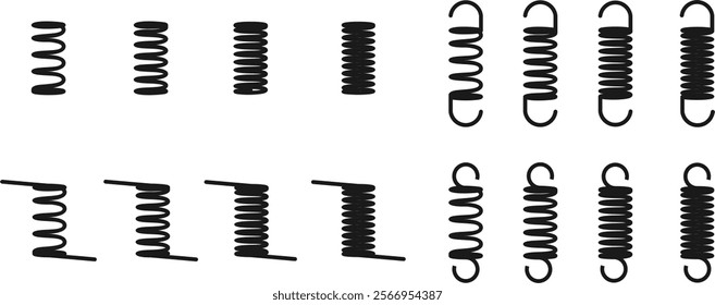 metal spring icon set vector illustration isolated on white background.