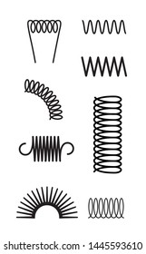 Metal spring set spiral coil flexible icon. Wire elastic or steel spring bounce pressure object design.