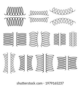 Metal Spring Set Spiral Coil Flexible Icon. Wire Elastic Or Steel Spring Bounce Pressure Object Design