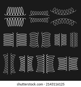 Metal spring set spiral coil flexible icon. Wire elastic or steel spring bounce pressure object design