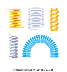 Metal spring set spiral coil flexible. Flexibly geometrical.