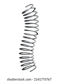 Metal spring. Spiral shape. Vector icon of swirl line or curved wire cord, shock absorber or equipment part. Repair spare part or flexible supplement