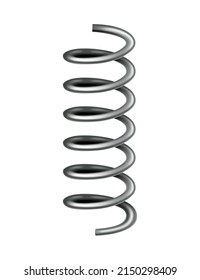 Metal spring. Spiral shape. Vector icon of swirl line or curved wire cord, shock absorber or equipment part. Repair spare part or flexible supplement