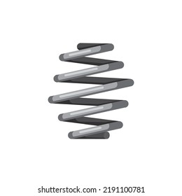 Metal Spring Suspension Isolated Vehicle Spare Part Realistic Icon. Vector Spring Car Detail Elastic Object That Stores Mechanical Energy, Designed For Compression And Tension. Automobile Spare Part