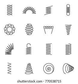 Metal springs icons set. silhouette of spring linear design. Line with Editable stroke svg