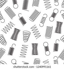 Metal springs seamless pattern. Steel coil spirals, flexible wire elastic lines endless vector texture