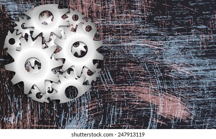 metal sprockets and abstract scratched background