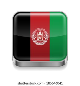 Metal square icon with Afghan flag colors