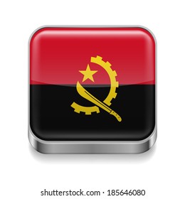 Metal square icon with Angolan flag colors