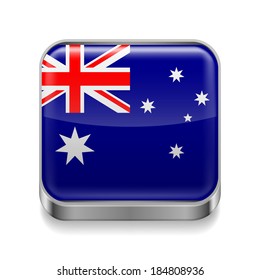 Metal square icon with Australian flag colors 