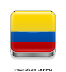 Metal square icon with Colombian flag colors