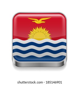 Metal square icon with flag colors of Kiribati