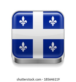 Metal square icon with flag colors of Quebec