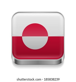Metal square icon with flag colors of Greenland