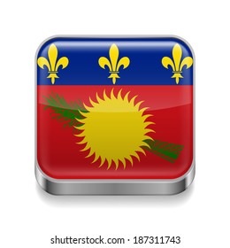 Metal square icon with flag colors of Guadeloupe