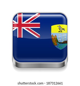 Metal square icon with flag colors of Saint Helena, Ascension and Tristan da Cunha