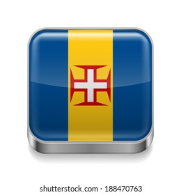 Metal square icon with flag colors of Madeira