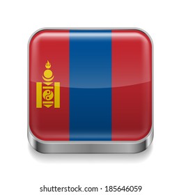 Metal square icon with Mongolian flag colors