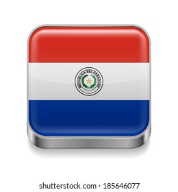 Metal square icon with Paraguayan flag colors
