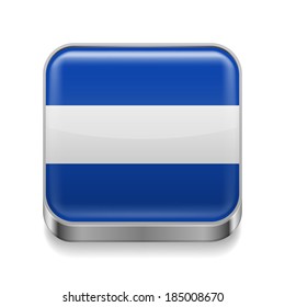 Metal square icon with Salvadoran flag colors 