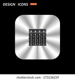 metal square with rounded corners button on a black background. Battery Charger. icon. vector design