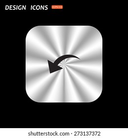 metal square with rounded corners button on a black background. arrow indicates the direction. icon. vector design